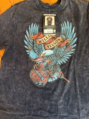 Willie Nelson Graphic Eagle Tee - Navy Short Sleeve